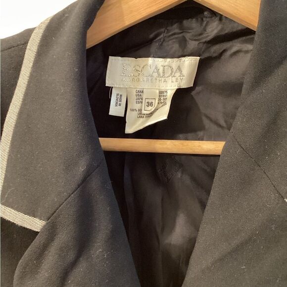 Escada Margaretha Ley Vintage Black Double Breasted Wool Blazer Women’s Size 4 - Picture 6 of 16